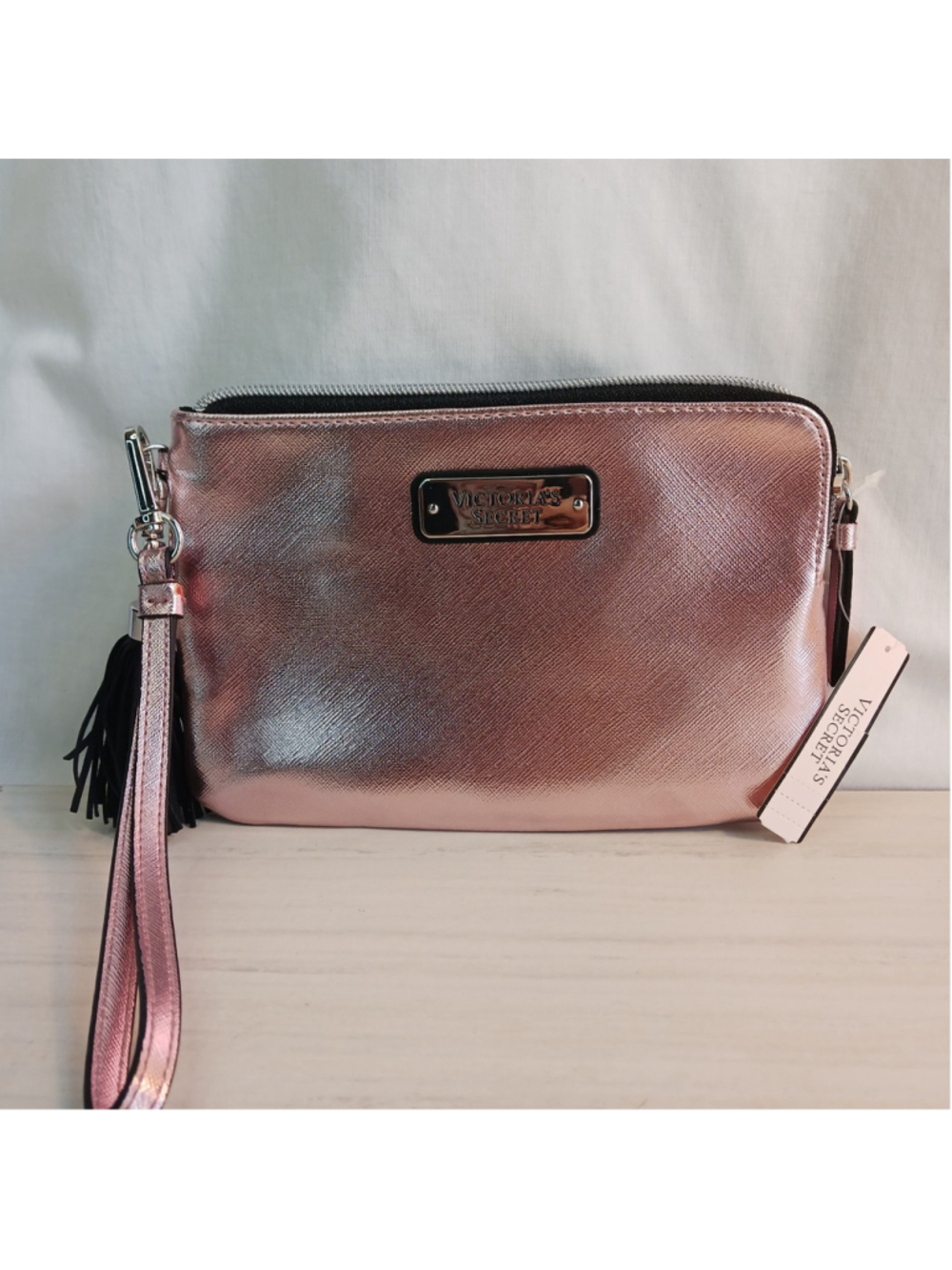 Victoria's Secret Pink Metallic Wristlet Clutch Coin Makeup Bag